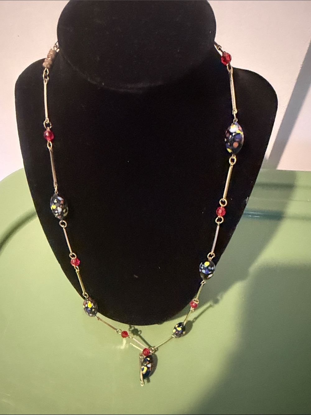 vintage art glass station necklace